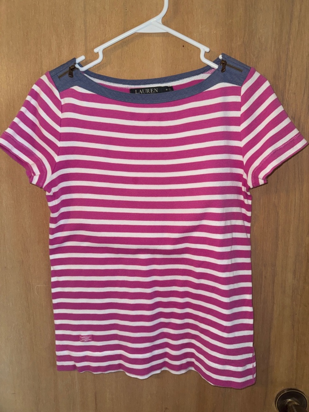 TWO Lauren Ralph Lauren Striped Scoopneck Tees Medium
